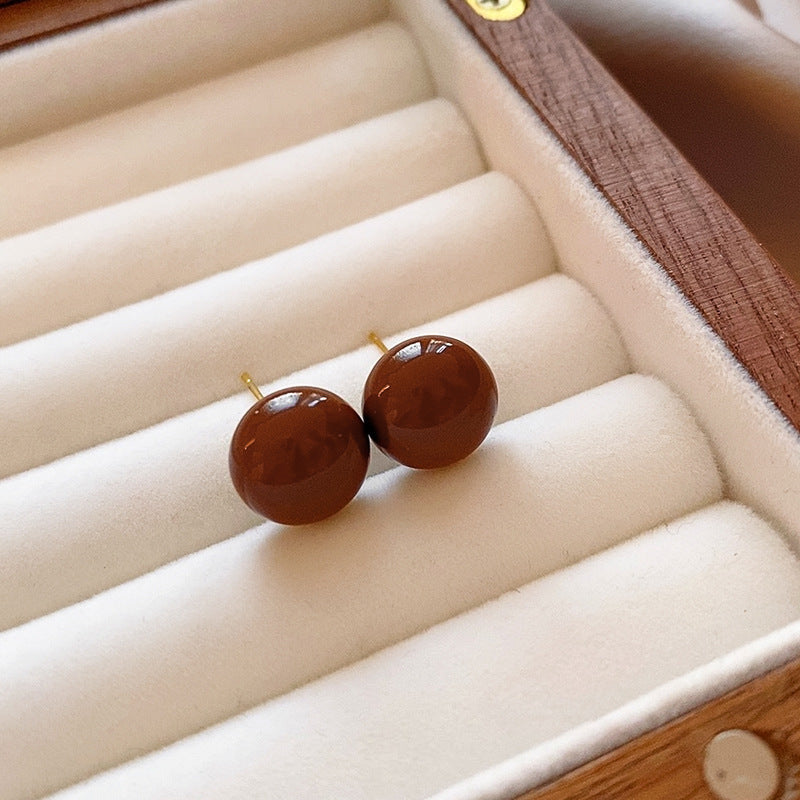 1 Pair Elegant Simple Style Geometric Plating Tiger Eye Drop Earrings Ear Studs