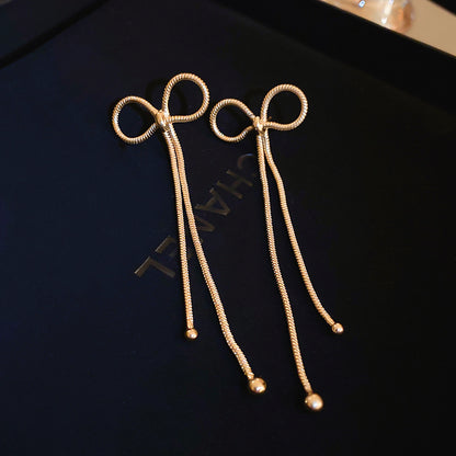 1 Pair Elegant Simple Style Bow Knot Plating Copper Drop Earrings