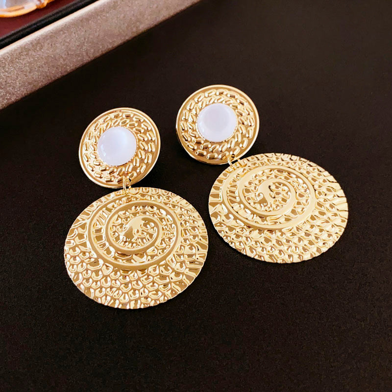 1 Pair Exaggerated Simple Style Geometric Plating Alloy Resin Drop Earrings