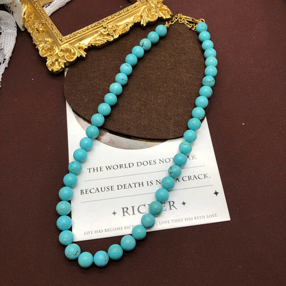 Classical Solid Color Turquoise Turquoise  Necklace In Bulk