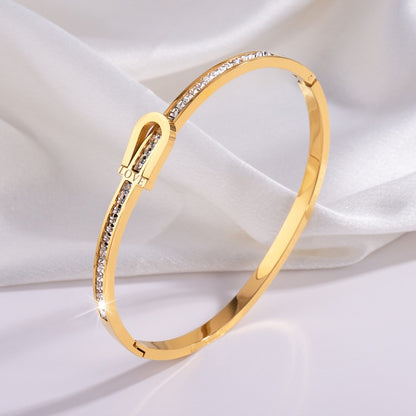 Stainless Steel Hip-Hop Geometric Solid Color Plating Bangle