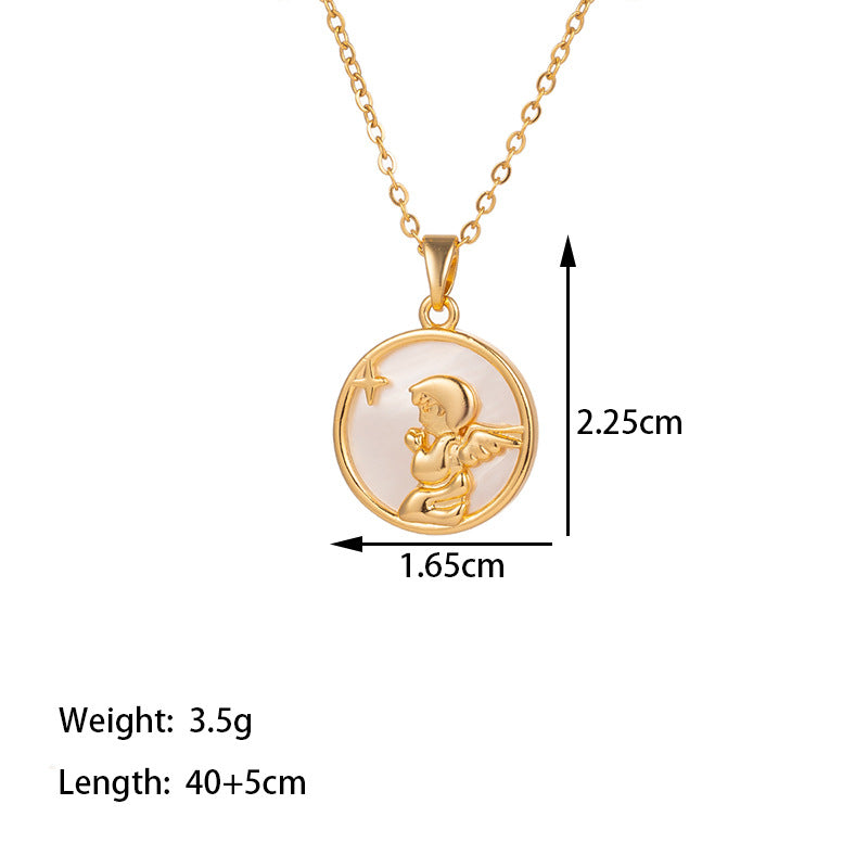 Titanium Steel 18K Gold Plated Glam Simple Style Commute Tower Heart Shape Flower Inlay Artificial Rhinestones Pendant Necklace