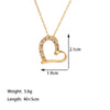 Titanium Steel 18K Gold Plated Glam Simple Style Commute Tower Heart Shape Flower Inlay Artificial Rhinestones Pendant Necklace