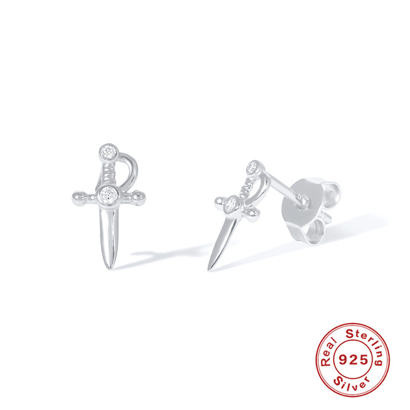 1 Pair Simple Style Cross Plating Sterling Silver Ear Studs