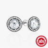 1 Pair Simple Style Round Heart Shape Plating Inlay Sterling Silver Zircon Ear Studs