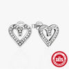 1 Pair Simple Style Round Heart Shape Plating Inlay Sterling Silver Zircon Ear Studs