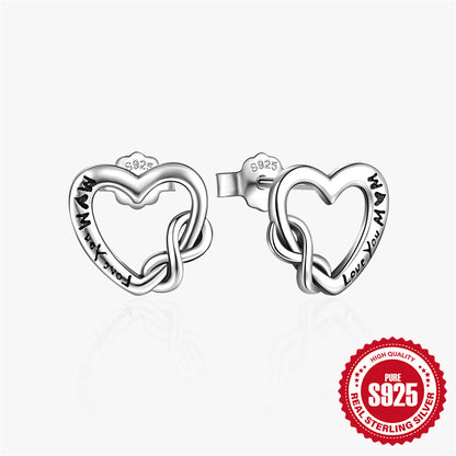 1 Pair Simple Style Round Heart Shape Plating Inlay Sterling Silver Zircon Ear Studs