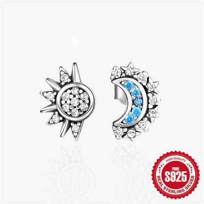 1 Pair Simple Style Round Heart Shape Plating Inlay Sterling Silver Zircon Ear Studs