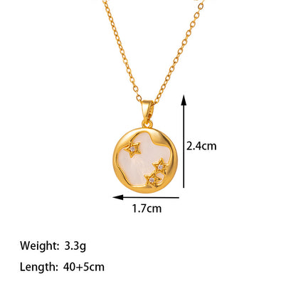 Titanium Steel 18K Gold Plated Casual Simple Style Commute Dolphin Flower Butterfly Inlay Artificial Rhinestones Shell Pendant Necklace