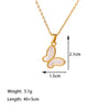 Titanium Steel 18K Gold Plated Casual Simple Style Commute Dolphin Flower Butterfly Inlay Artificial Rhinestones Shell Pendant Necklace