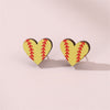 1 Pair Simple Style Rugby Heart Shape Football Wood Ear Studs