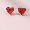 1 Pair Simple Style Rugby Heart Shape Football Wood Ear Studs