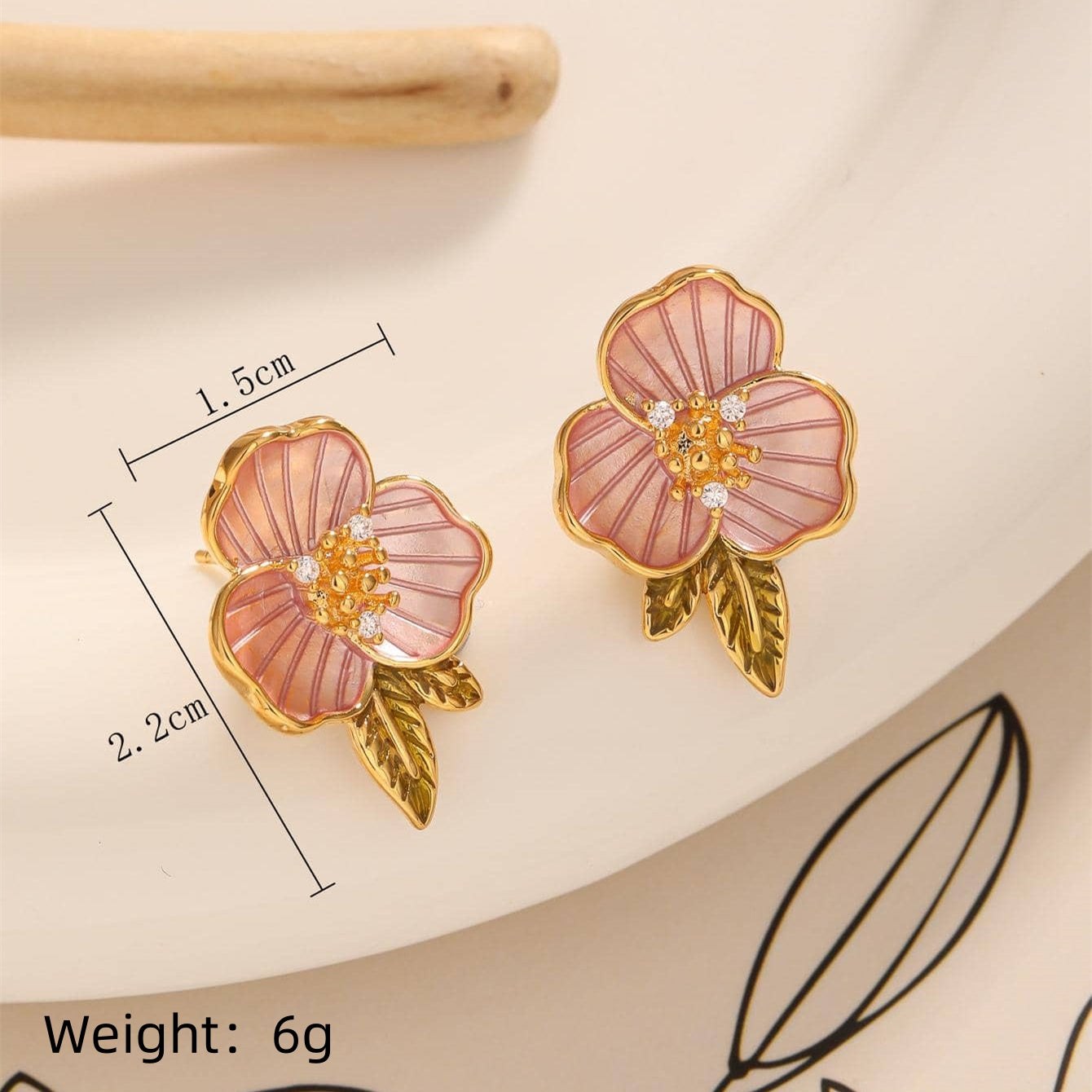 1 Pair Sweet Simple Style Flower Copper Zircon 18K Gold Plated Ear Studs