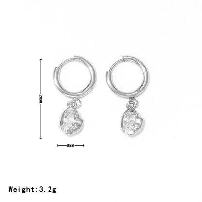 1 Pair Vintage Style Simple Style Irregular Inlay Stainless Steel Zircon White Gold Plated Gold Plated Drop Earrings