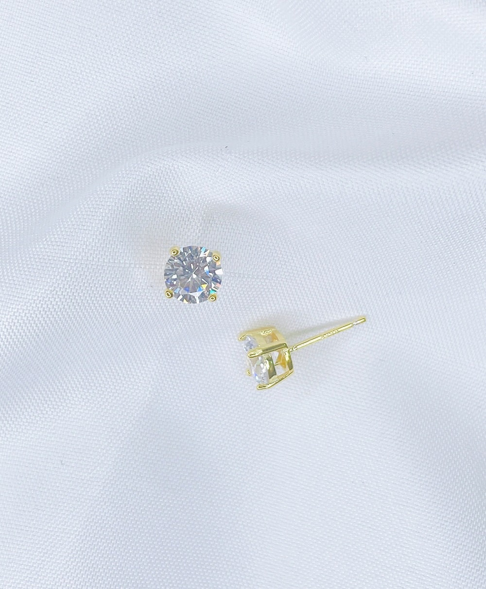 1 Pair Simple Style Geometric Plating Inlay Sterling Silver Zircon Ear Studs