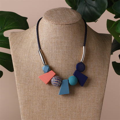 Classical Irregular Geometric Color Block Resin Women's Pendant Necklace