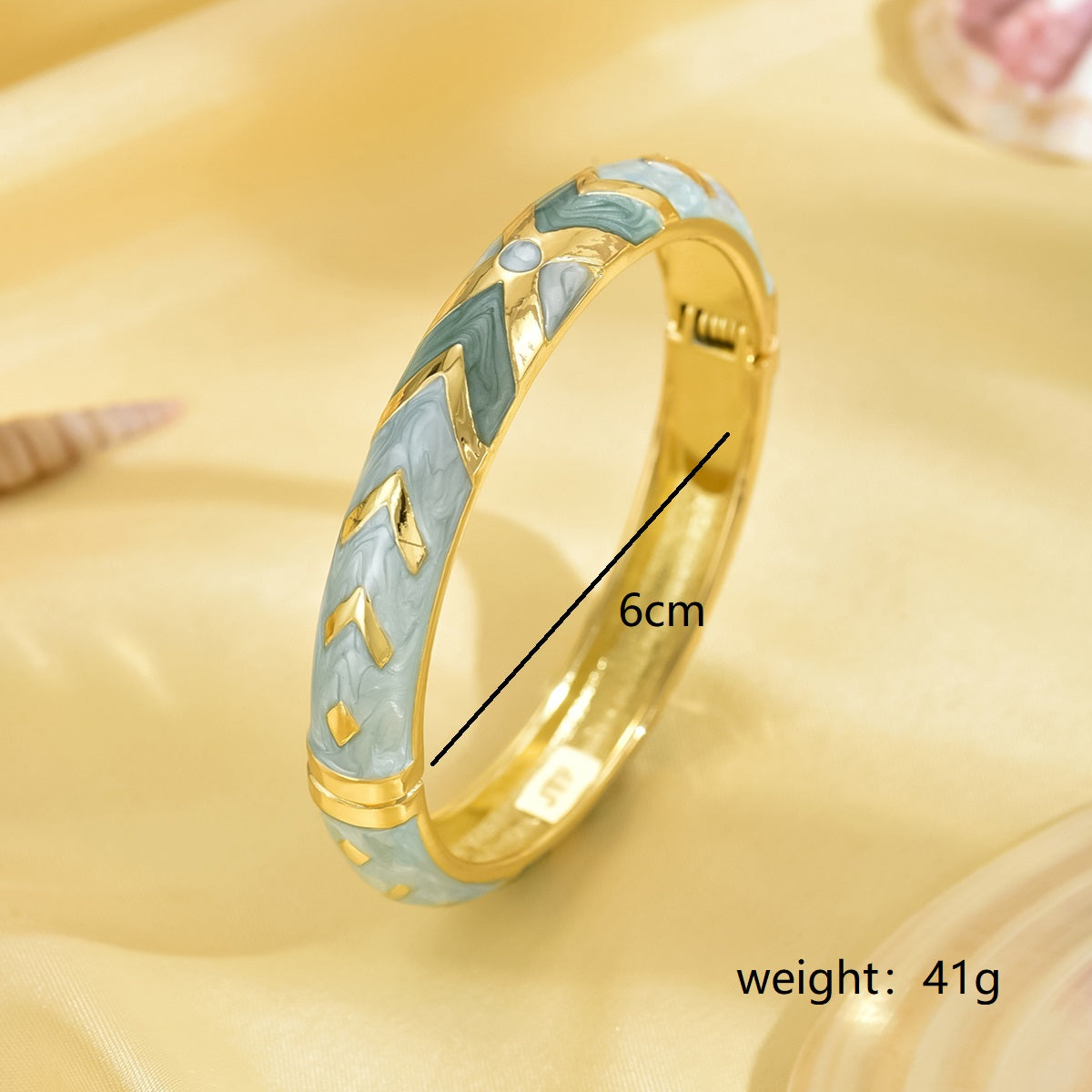 Sweet Pastoral Color Block Zinc Alloy Printing Stripe 18K Gold Plated Women's Bangle