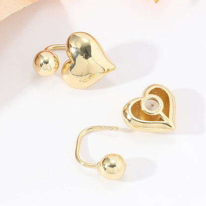 1 Pair Simple Style Heart Shape Plating Copper White Gold Plated Ear Studs