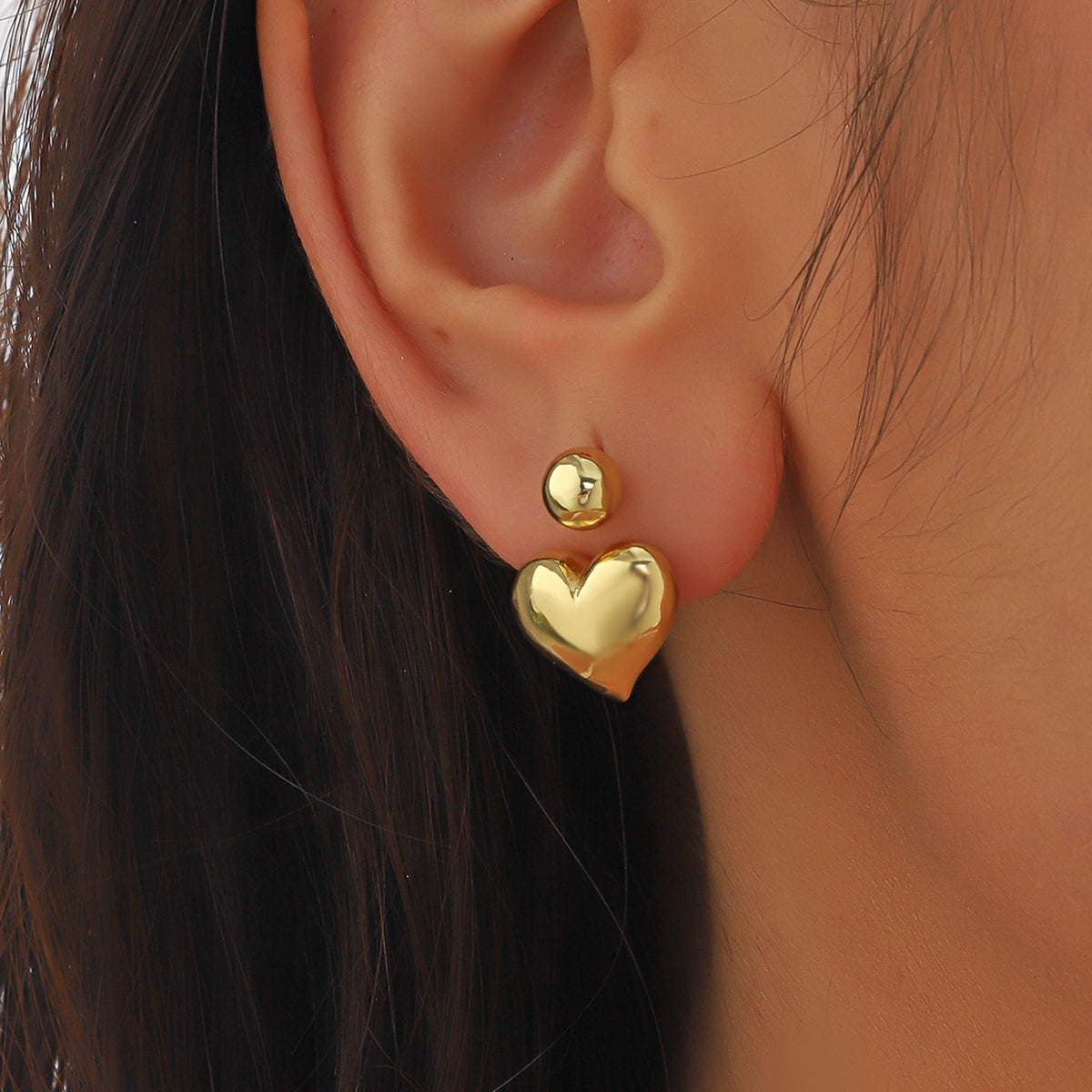 1 Pair Simple Style Heart Shape Plating Copper White Gold Plated Ear Studs