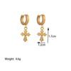 Titanium Steel 18K Gold Plated IG Style British Style Commute Cross Polishing Inlay Artificial Rhinestones Earrings Necklace