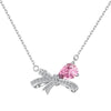 Sterling Silver Elegant Simple Style Bow Knot Plating Inlay Zircon Necklace