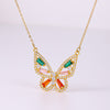 Elegant Butterfly Stainless Steel Artificial Gemstones Copper Inlay Zircon 18K Gold Plated Women's Pendant Necklace