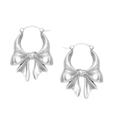 1 Pair Sweet Simple Style Bow Knot Copper Hoop Earrings