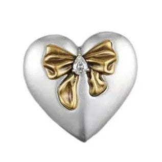 1 Piece Casual Simple Style Heart Shape Bow Knot Copper Ear Studs