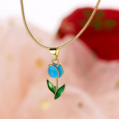 Simple Style Classic Style Flower Alloy Plating Gold Plated Women's Pendant Necklace