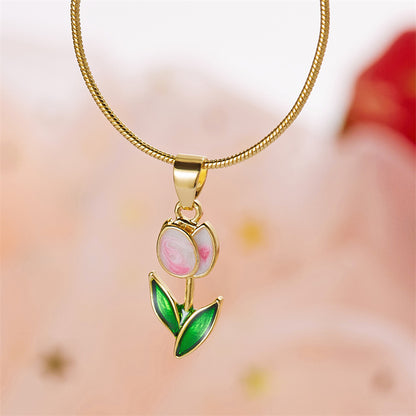 Simple Style Classic Style Flower Alloy Plating Gold Plated Women's Pendant Necklace