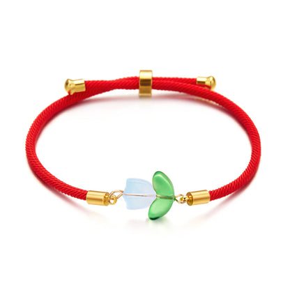 Simple Style Flower Resin Polyester Braid Women's Bracelets