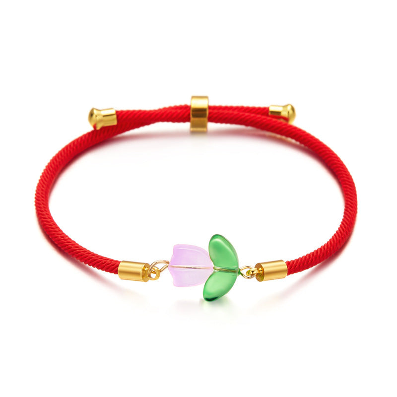 Simple Style Flower Resin Polyester Braid Women's Bracelets