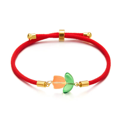 Simple Style Flower Resin Polyester Braid Women's Bracelets