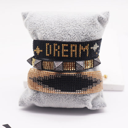 IG Style Letter Rhombus Glass Knitting Unisex Bracelets