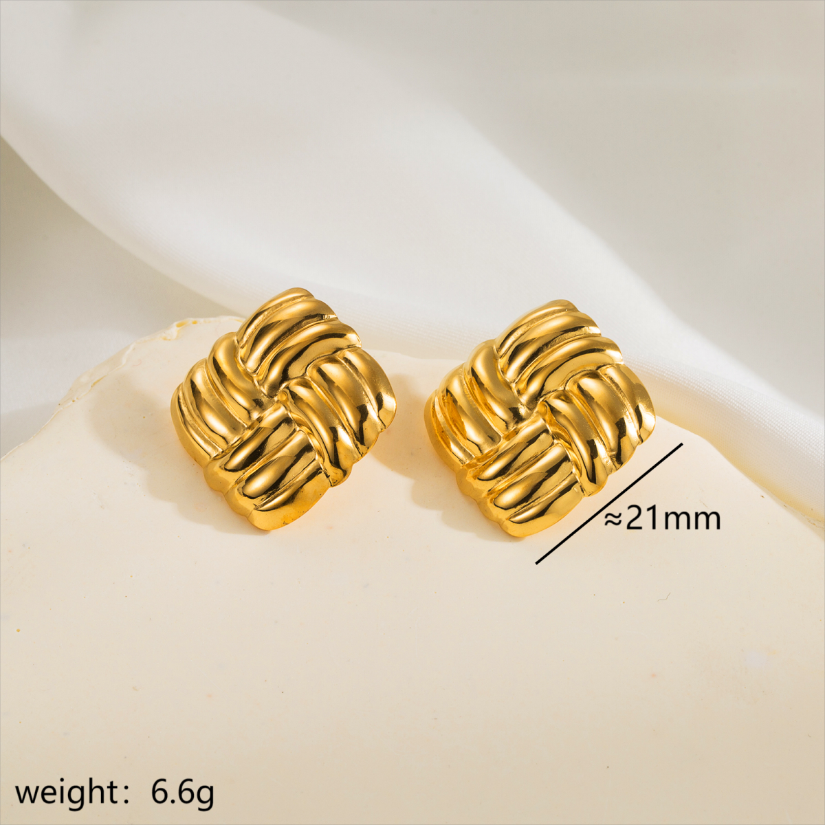 1 Pair Simple Style Classic Style Argyle Stainless Steel 14K Gold Plated Ear Studs