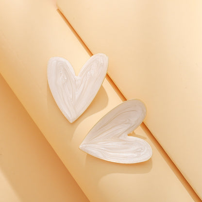 1 Pair Cute Sweet Heart Shape Drip Glazed Alloy 14K Gold Plated Ear Studs