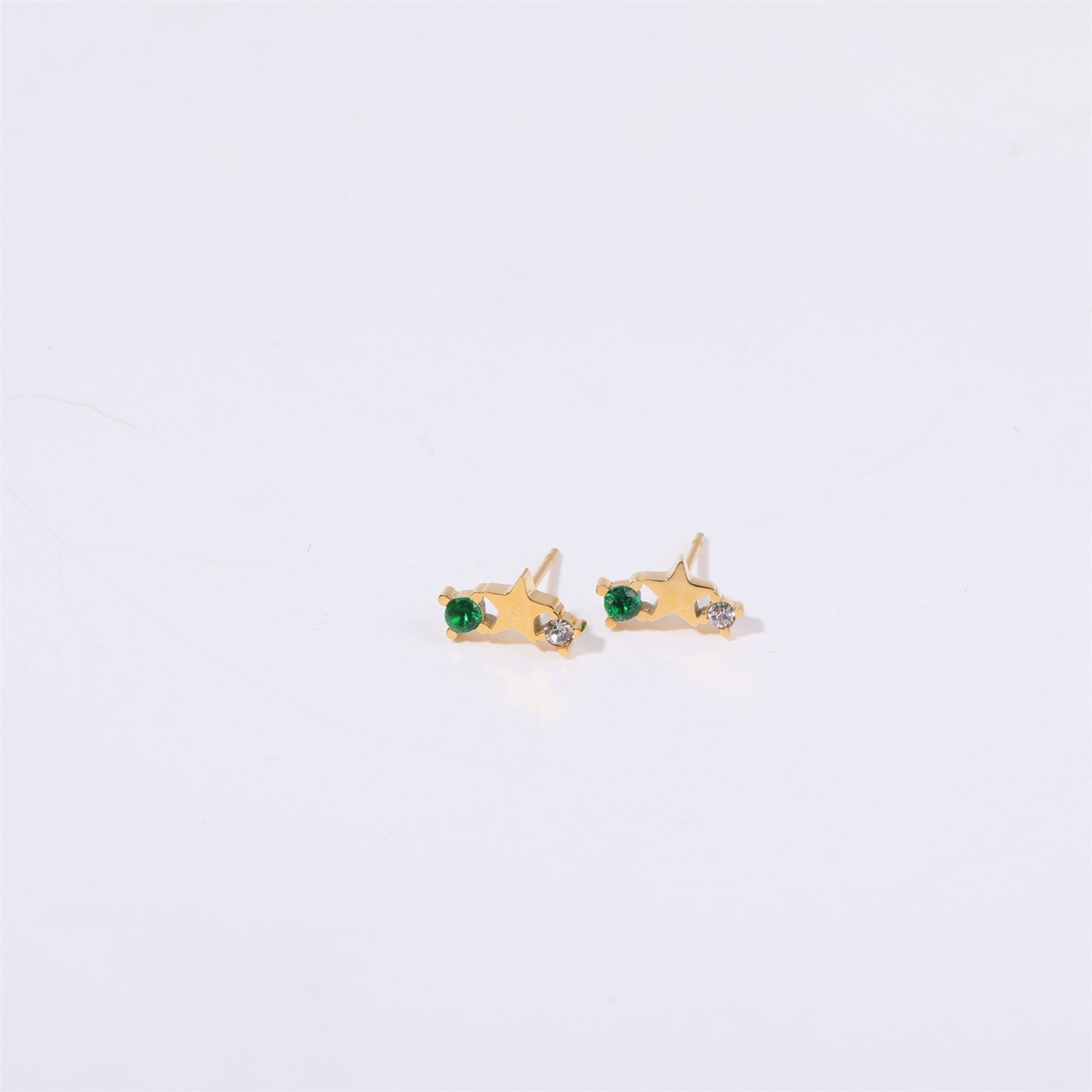 1 Pair Simple Style Star Inlay Stainless Steel Zircon Gold Plated Ear Studs