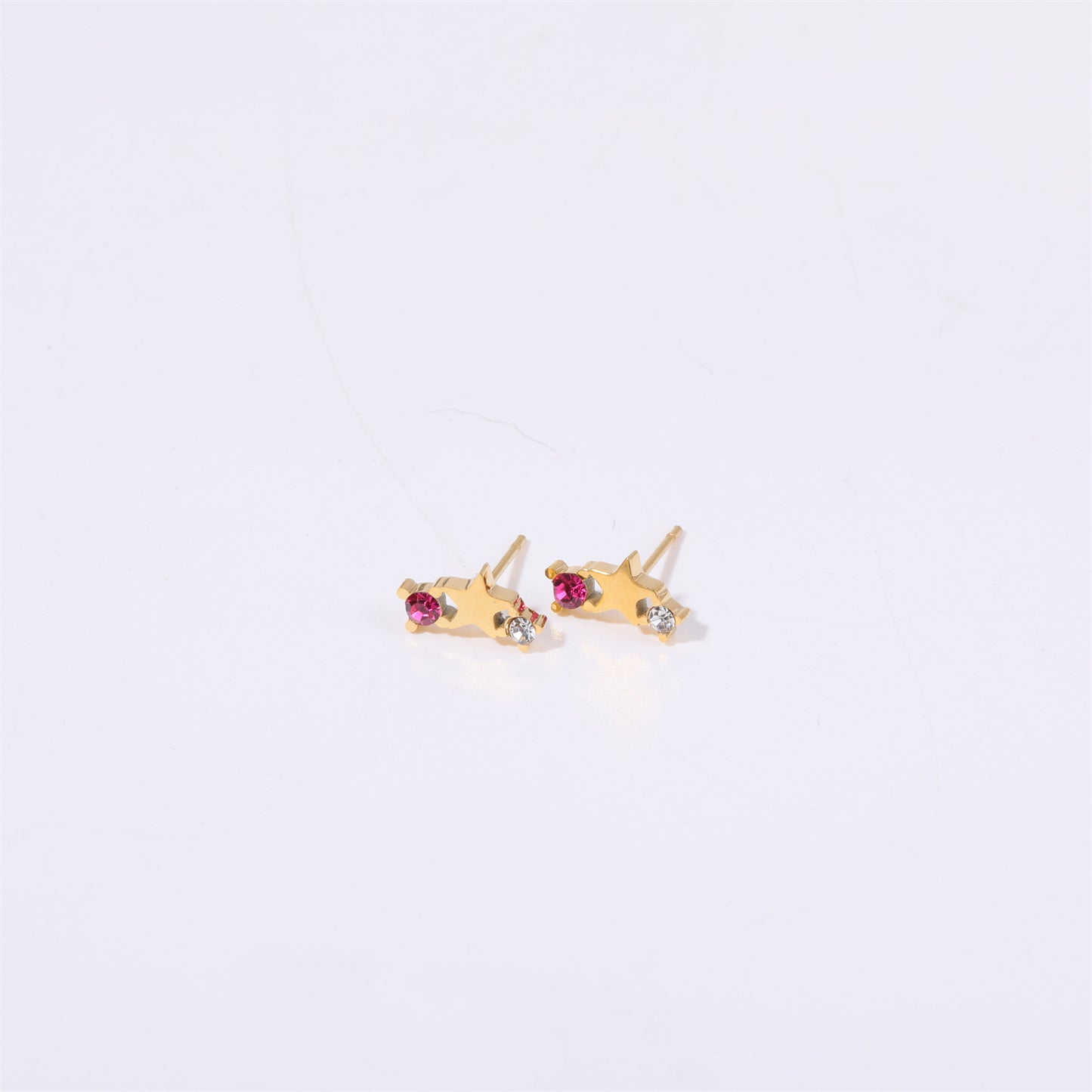 1 Pair Simple Style Star Inlay Stainless Steel Zircon Gold Plated Ear Studs