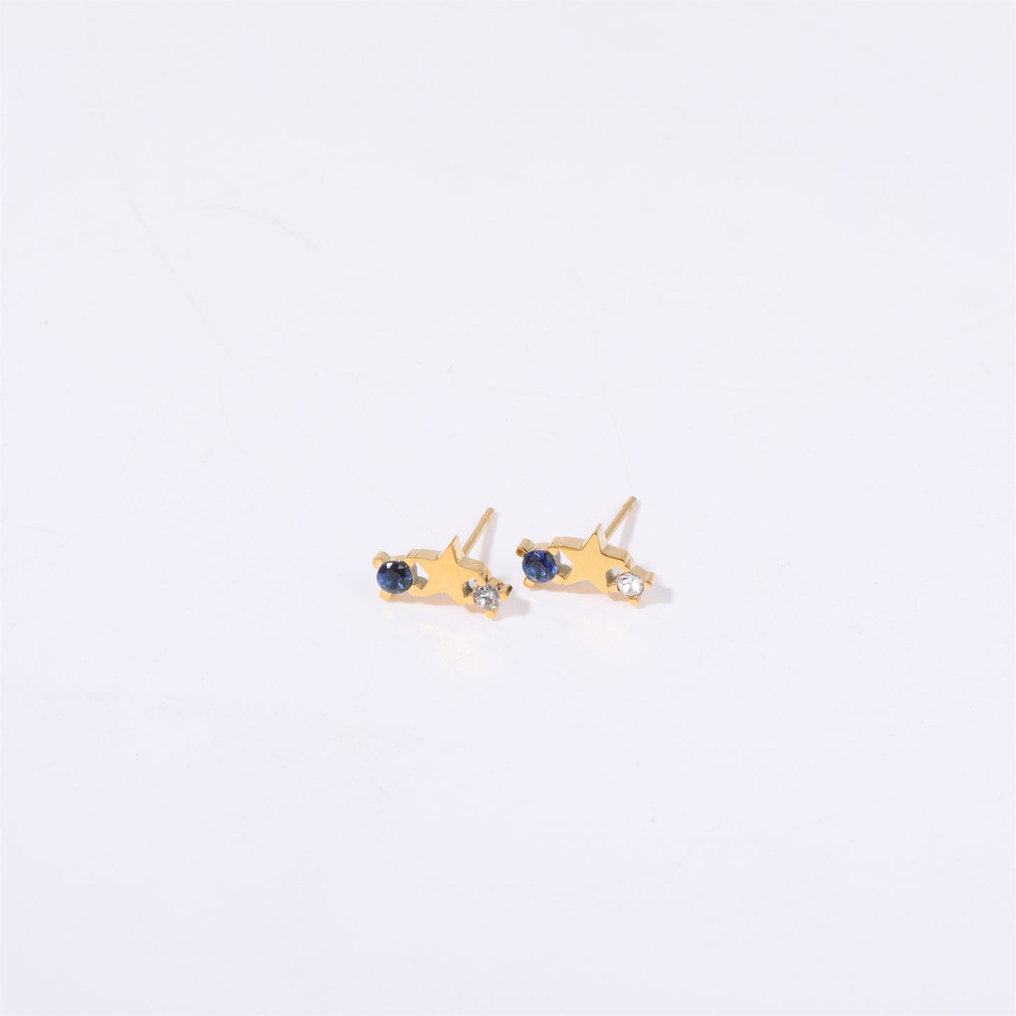 1 Pair Simple Style Star Inlay Stainless Steel Zircon Gold Plated Ear Studs