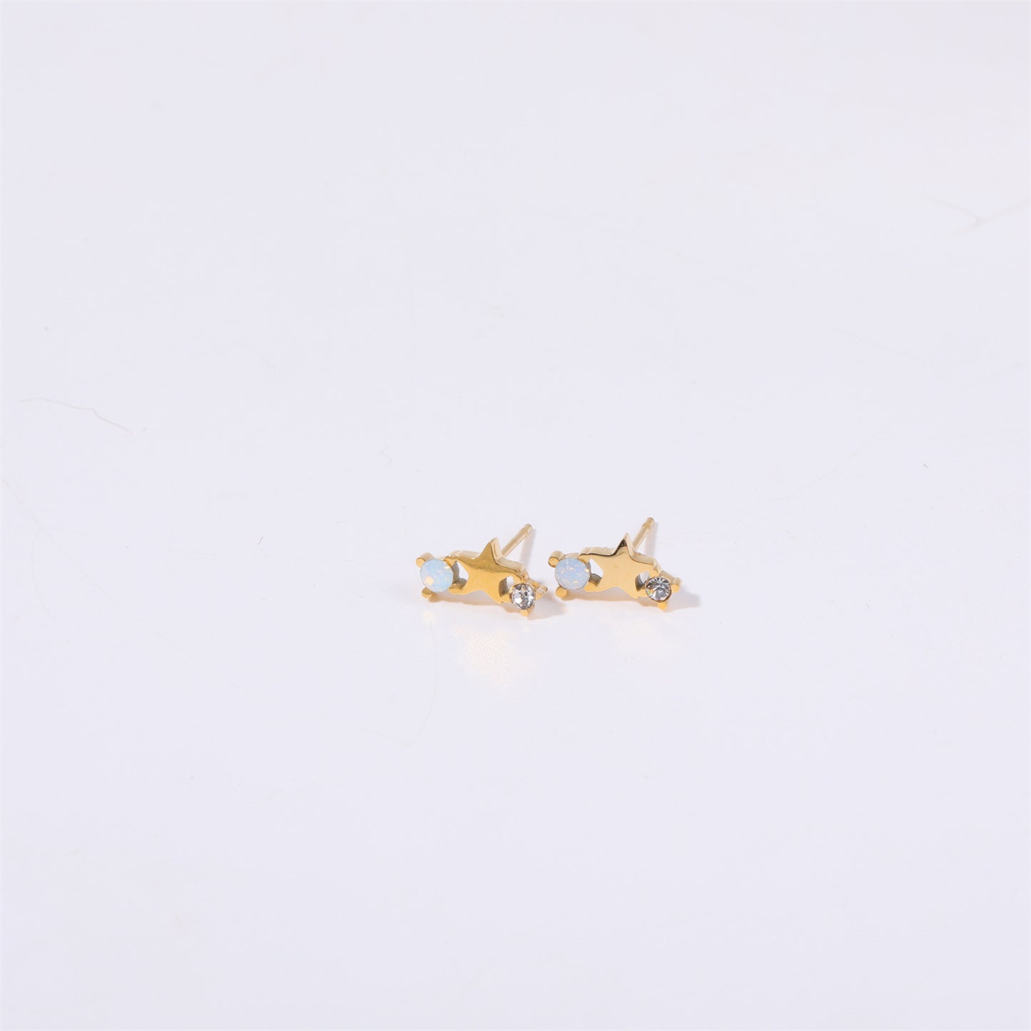 1 Pair Simple Style Star Inlay Stainless Steel Zircon Gold Plated Ear Studs