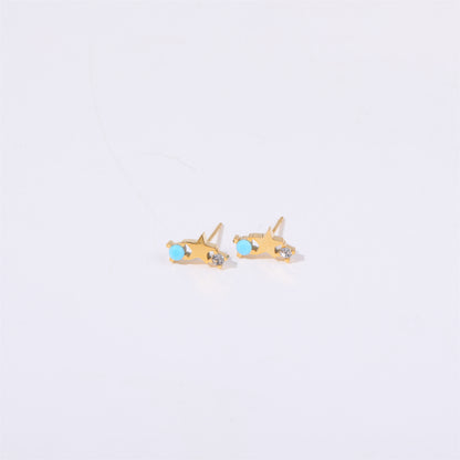 1 Pair Simple Style Star Inlay Stainless Steel Zircon Gold Plated Ear Studs