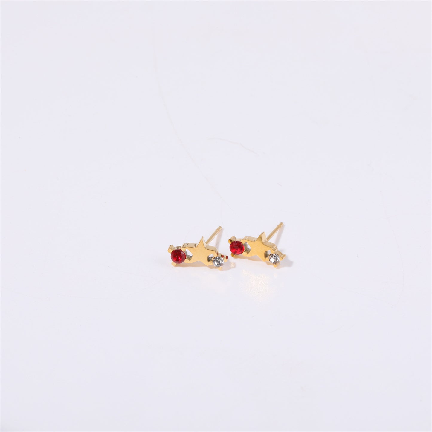 1 Pair Simple Style Star Inlay Stainless Steel Zircon Gold Plated Ear Studs