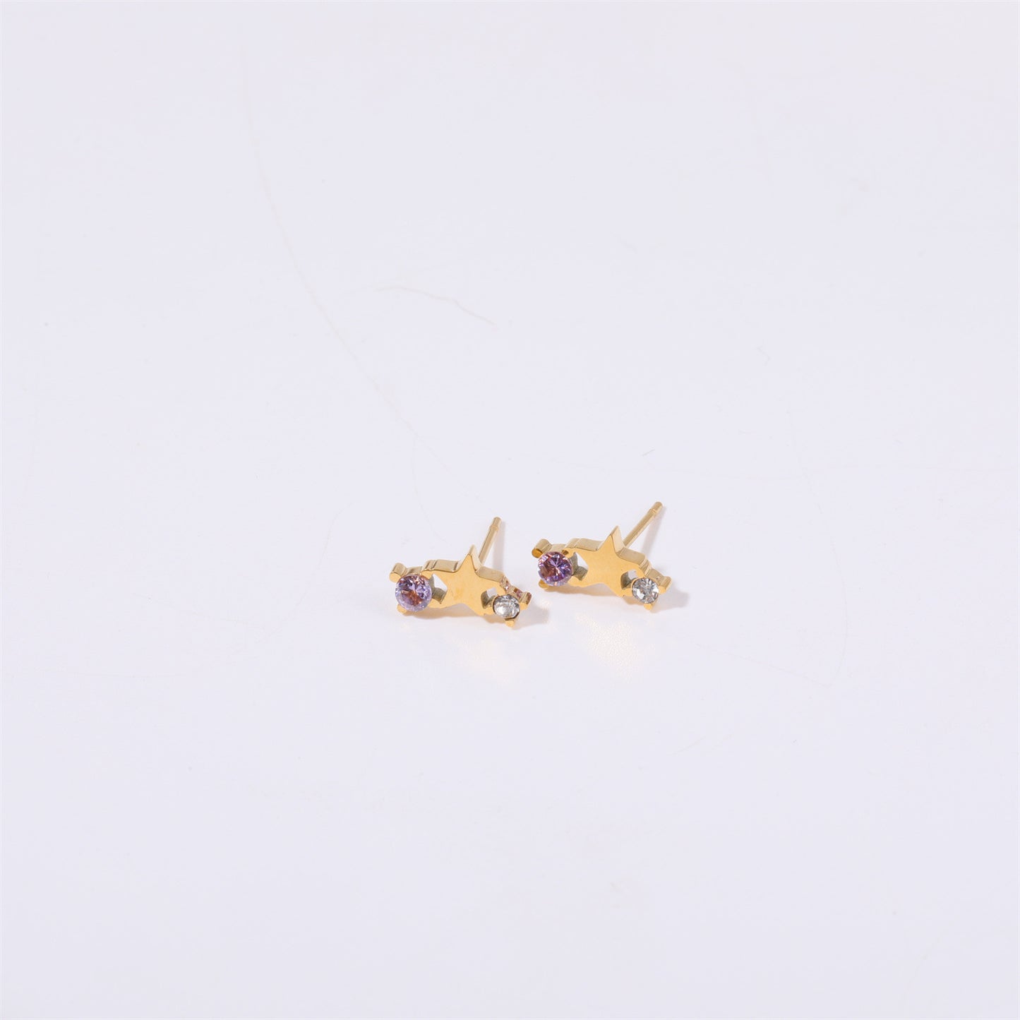 1 Pair Simple Style Star Inlay Stainless Steel Zircon Gold Plated Ear Studs