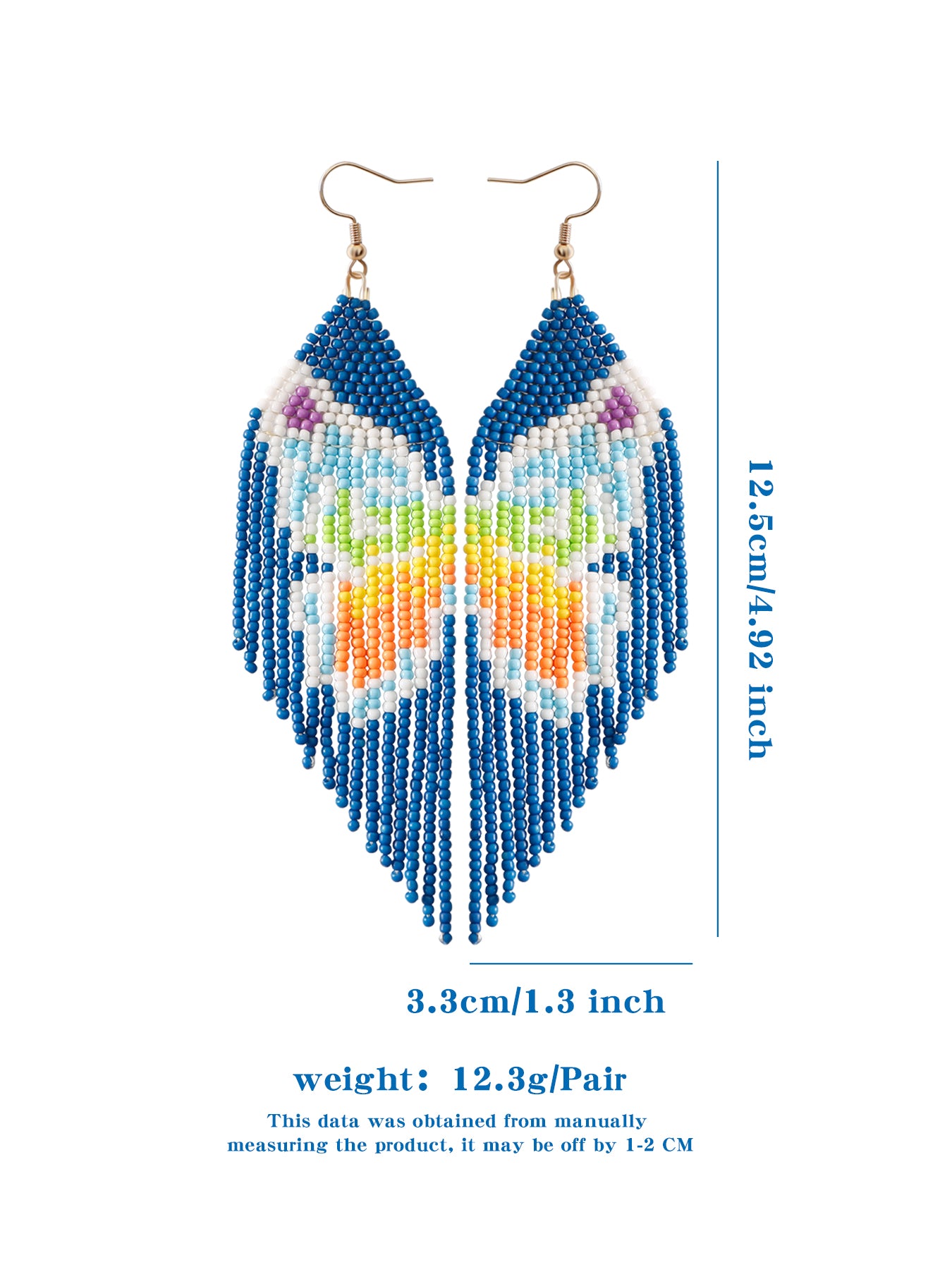 1 Pair Vacation Bohemian Butterfly Beaded Tassel Seed Bead Drop Earrings