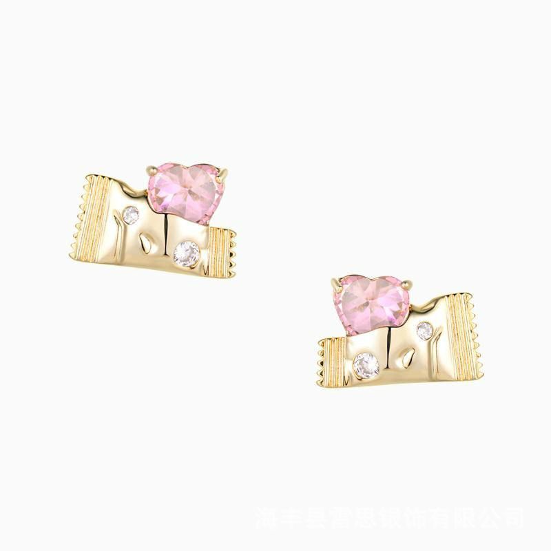 1 Pair Simple Style Heart Shape Inlay Copper Zircon Ear Studs