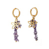 1 Pair Vintage Style Geometric Flower Irregular Stainless Steel Natural Stone Drop Earrings