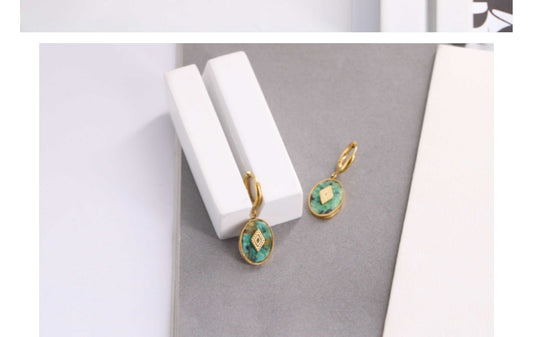 1 Pair Simple Style Color Block Plating Stainless Steel Gold Plated Drop Earrings