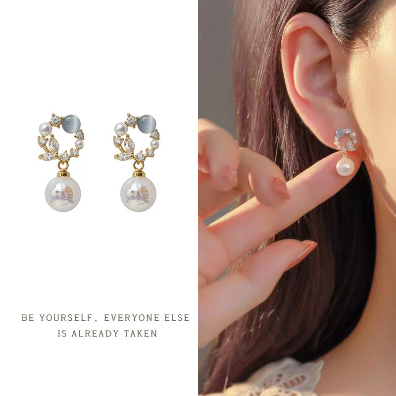 1 Pair Simple Style Leaf Flower Bow Knot Inlay Copper Zircon Drop Earrings