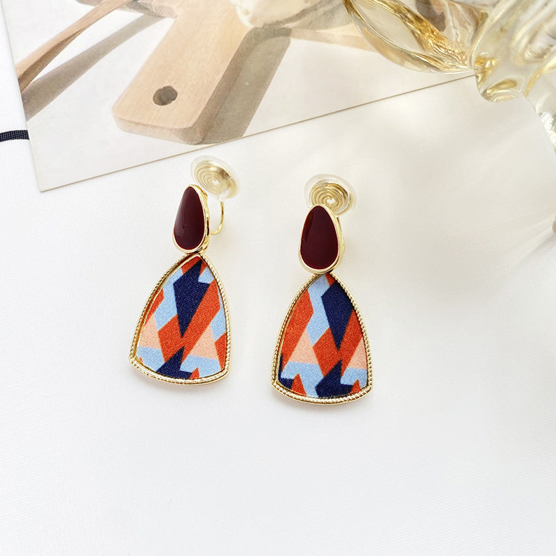 1 Pair Retro Color Block Enamel Alloy Drop Earrings