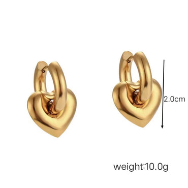 1 Pair Simple Style Classic Style Heart Shape Stainless Steel 18K Gold Plated Earrings